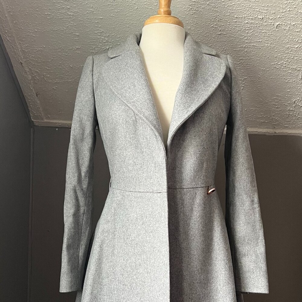 Ted Baker Gray Wool Cashmere Blend Princess Coat